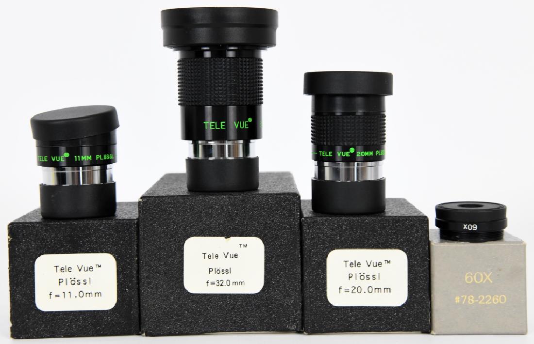 Lot of 4 Tele Vue Telescope accessories-see below: Definetly don't pass on this lot, there is 4 pieces in this lot: comes with their box: 1- Tele Vue Plossl 32.0mm in like new condition with lens covers: retails over $150 1- Tele Vue Plossl 11.0 mm in