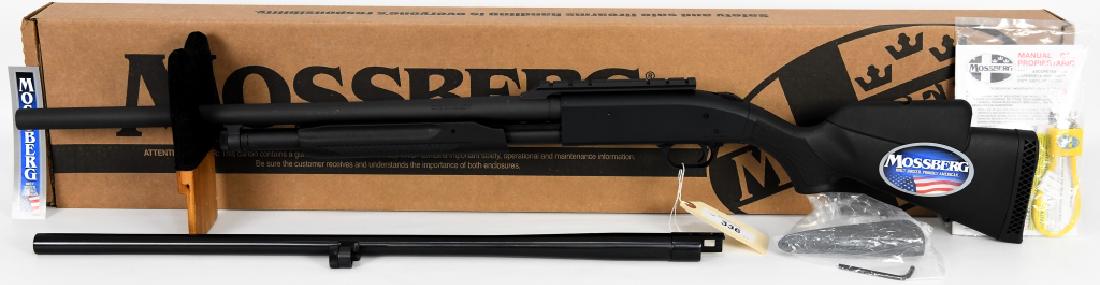 Mossberg 500 Field/Deer Combo Pump Action 12 ga: New in the box is a Mossberg 500 Field / Deer Combo Pump Action 12 gauge shotgun synthetic matte black stock, comes with a 24" rifled barrel and is chambered for 2 3/4" and 3" shells, and comes with a
