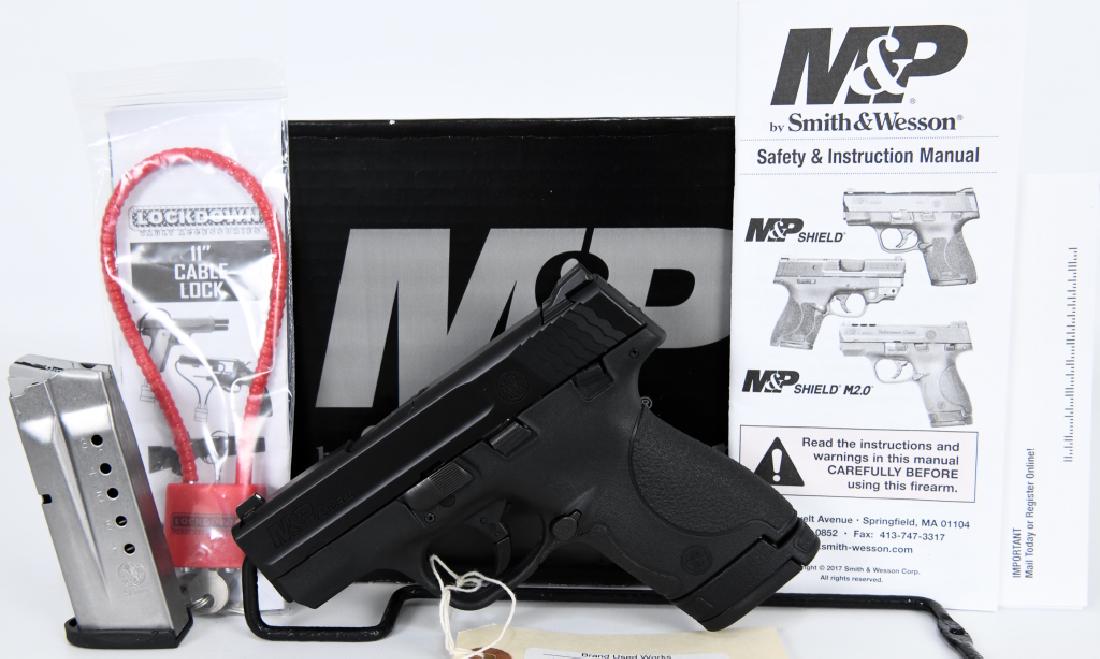 Smith & Wesson M&P 9 Shield semi auto pistol NIB: up for auction is a NIB S&W M&P9 Shield 9mm Luger Semi-Auto Pistol 3.1" Barrel 7 Rounds Black The Perfect 9mm Concealed Carry Pistol from S&W The S&W Shield is what happens when you take the duty-prov