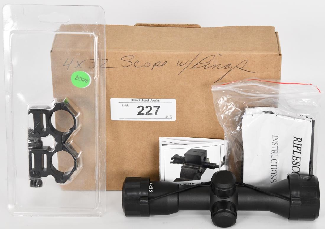 TAC MSG 500 Mount Rings w/ Scope NEW Riflescope: New in the box is TAC MSG 500 Mount Rings with Scope 4x32 with lens covers. Here a brief quote from the MFG: Riflescopes produced in their factory extensively can be applied to various rifles, it has 