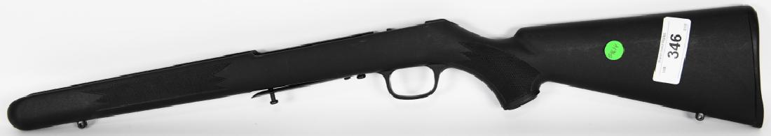 Savage Black Synthetic Stock Like New: Lot contains a Savage Black synthetic stock in like new condition comes with 2 sling rings, refer to pictures to determine which model, could be for a 17HMR or a 22 but you be the one to decide