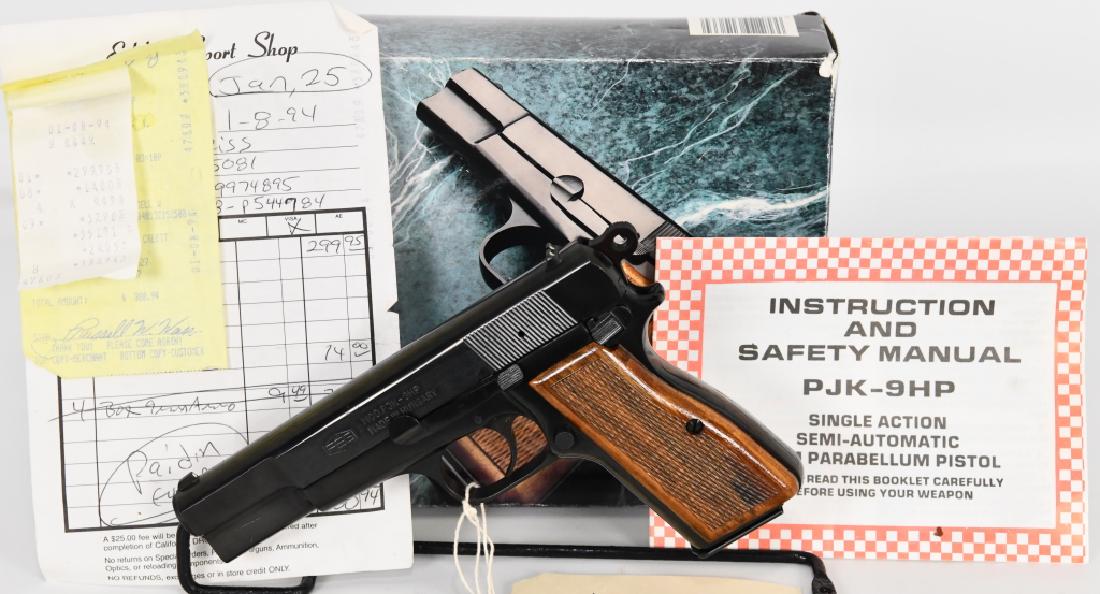 FEG PJK-9HP Hi-Power Clone Pistol 9MM: Here appears to be in like new condition in the factory box a Hungarian FEG KBI PJK-9HP Semi Auto Pistol Chambered in 9mm It is a Browning Hi-power clone and comes with one magazine. This clone is dea