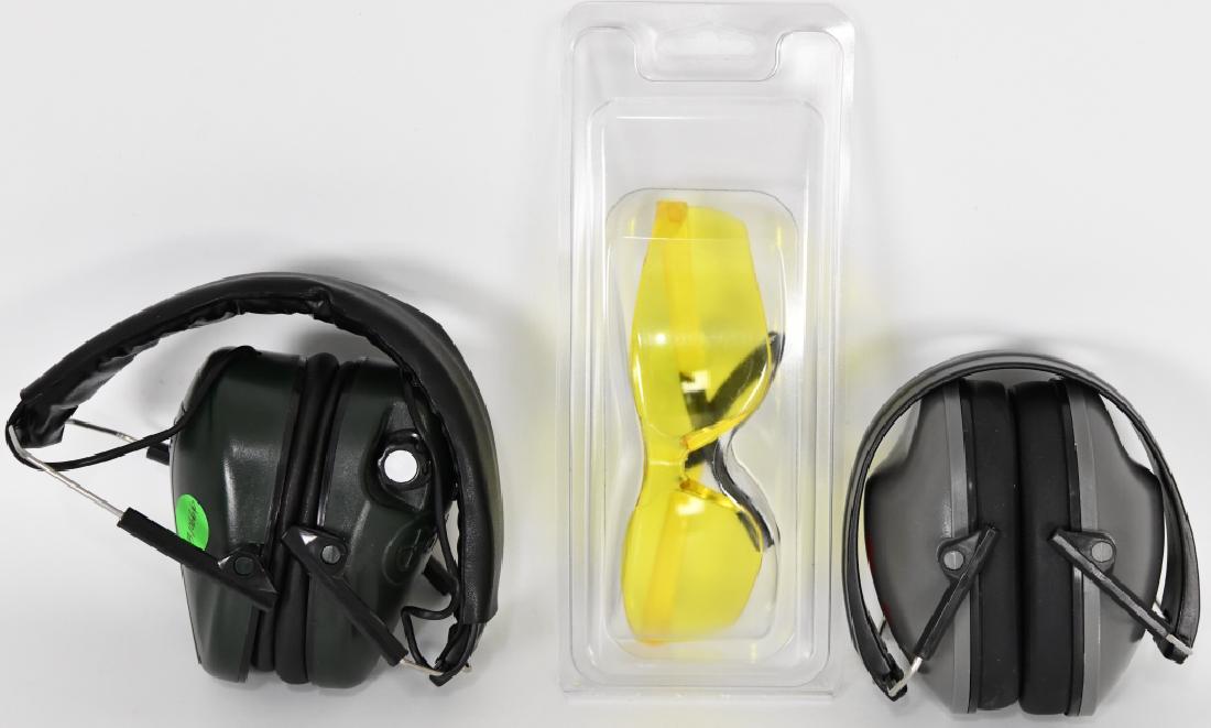Lot of 2 Hearing Protects & Protective Glasses: Lot contains Caldwell Hearing Protector in real nice condition and a set of RUGER hearing protectors also in like new condition, Gunfire... the most hazardous, non-occupational noise in America. Heari