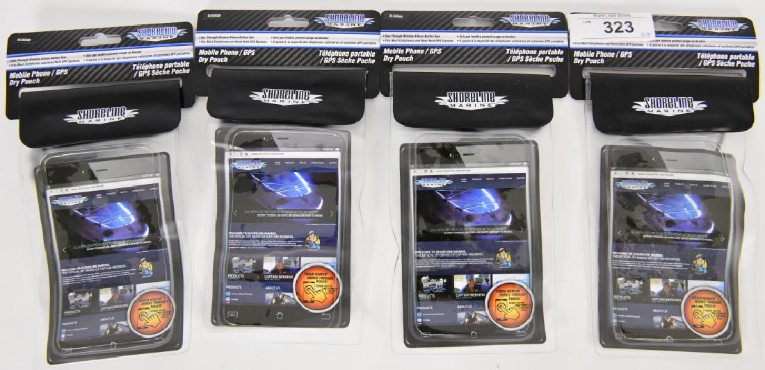 Lot of 4 NIP Shoreline Marine Dry Pouch phone/GPS: New in the package is a lot of four Shoreline Marine Dry Pouch for Mobile phone, GPS or more, Touch screen works through Pouch, fits most cell phones and hand held GPS systems, great for the boat, jet