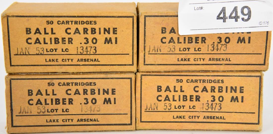 200 RDS OF M1 .30 CAL CARBINE CARTRIDGES: LAKE CITY ARSENAL .30 CARBINE
