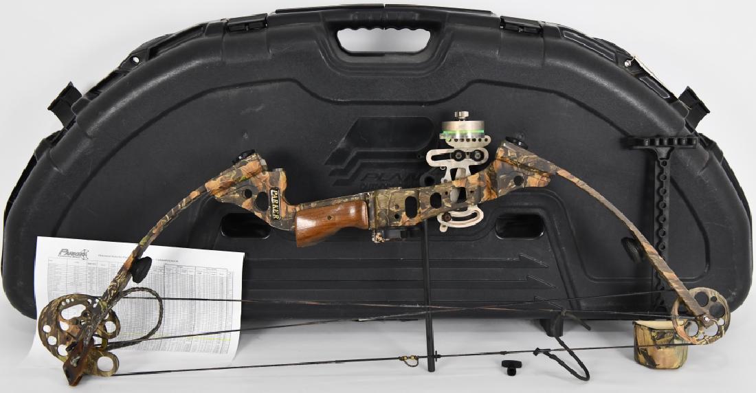 Parker Ultra light 31 Compound Bow: Parker Ultra light 31 Compound Bow comes Superflauge Camo, comes with bow quiver: shows Draw 28 weight 70 string 84 cable 33.5 A Carolina Archery Product which sits in a hardcase that is padded and ha