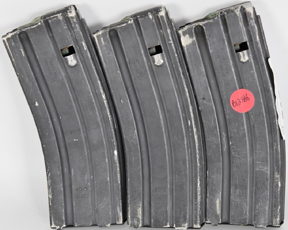 Lot of 3 COLT'S MFG AR15 5.56mm Magazines: Metal Magazines by COLT'S MFG CO 5.56 MM Magazines all have the numbers 33710 and 5-08 30 round capacity all in good working condition for your favorite AR 15 rifle