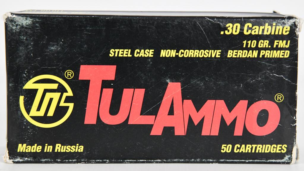 50 Rounds TulAmmo .30 Carbine Ammunition: TulAmmo .30 Carbine Ammunition 50 Rounds FMJ 110 Grains TA301110 Dont miss out on this .30 Carbine cartridge loaded by TulAmmo, a perfect option for inexpensive range ammo! An extremely resilient roun