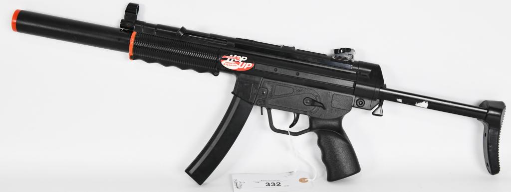 H&K Competition MP5 SD6 SMG AEG Airsoft AEG: H&K Competition MP5 SD6 SMG AEG Airsoft AEG Injection molded polymer receiver with a metal alloy outer barrel Ambidextrous HK style selector switches Adjustable length collapsible stock Ideal for CQB