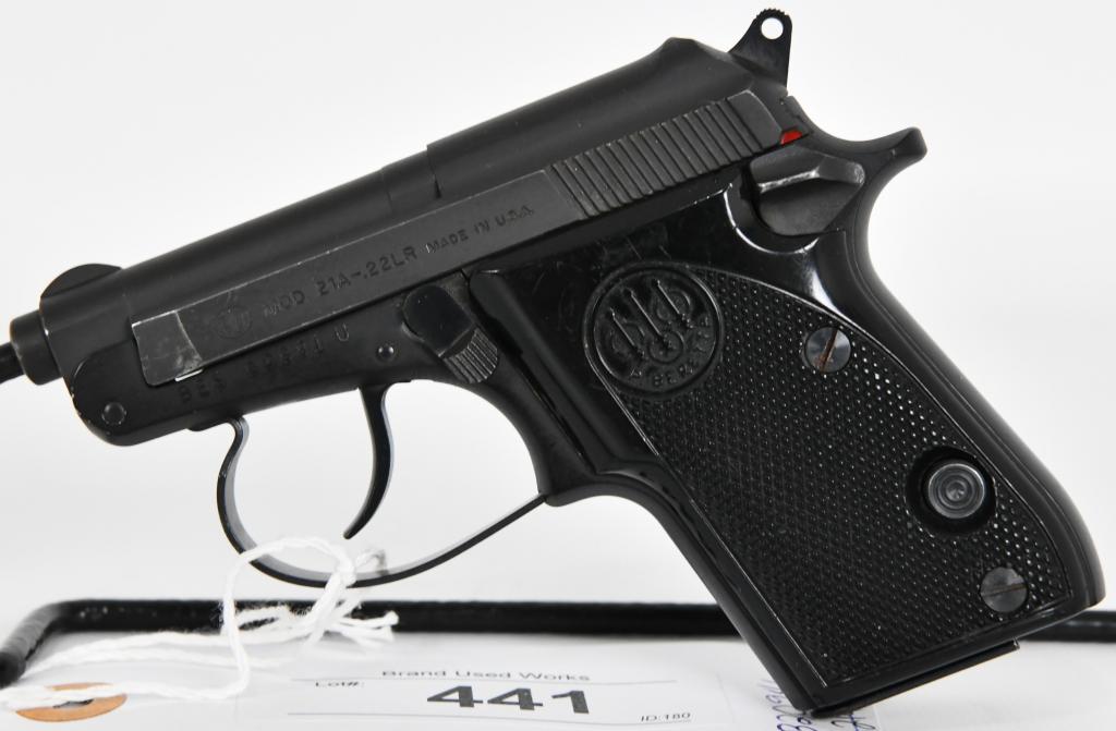 Beretta Model 21A Bobcat Semi Auto Pistol .22 LR: Up next we have a nice little Beretta Model 21A Bobcat Semi Auto Pistol Chambered in .22 LR, Made in the USA, Comes with 1 magazine. Overall this pocket pistol is in Excellent like new condition.