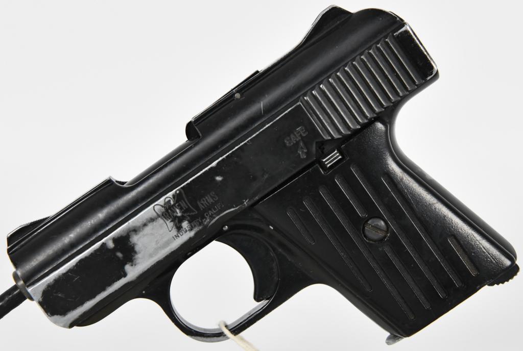 Raven Arms Model MP-25 Semi Auto .25 Cal Pistol: Next up is a Raven Arms Model MP-25 Semi Auto Pistol Chambered in .25 Caliber. Comes with 1 factory magazine in pre-owned condition.