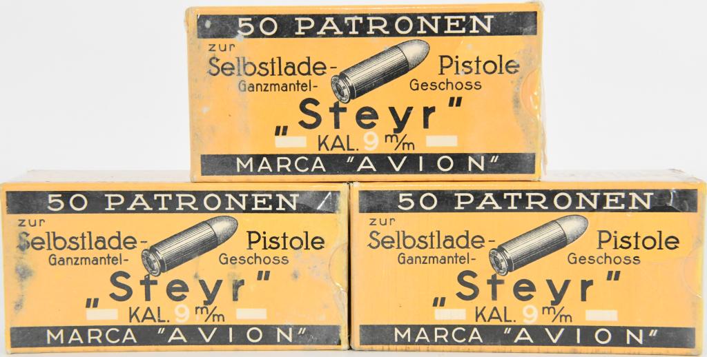 150 rds RWS 9MM STEYR ammo: all three boxes appears sealed, check out the pictures boxes are in great condition. 150 total 3 boxes of 50 rds each box