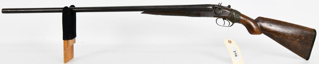 J. Stevens A&T Co. Model 250 SXS 12 Ga Hammer: Up Next is a J. Stevens A&T Co. Model 250 Side By Side Hammer Shotgun Chambered in 12 Gauge. This is a Wall Hanger Only. Beautiful Tape Patch on stock "Professionally Done" Hammers and triggers functi