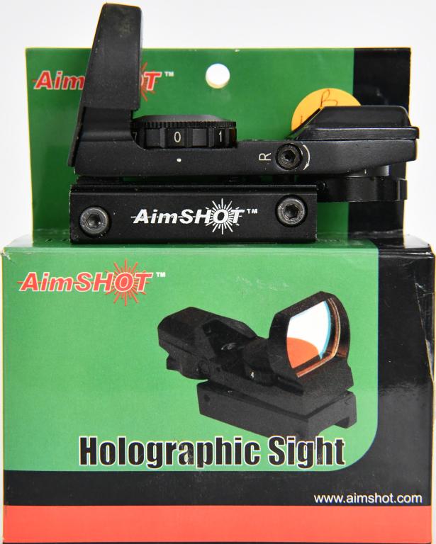 AIMSHOT Holographic Sight Multi Reticle Sight w/mt: AimSHOT™ Multi - reticle Holographic Sight with Mount AimSHOTTM stands behind their claims! So when they say these are the best Reflex Sights on the market, they mean it. Focus on the features: Tube