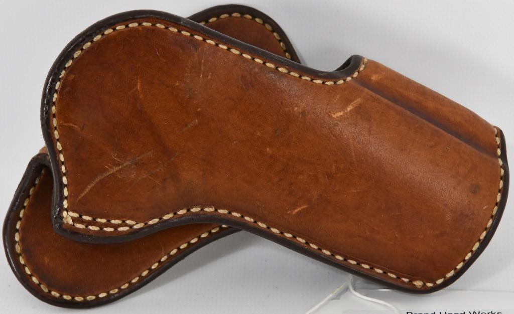 Bianchi 50P CHAPMAN PLUS .45 auto Holster: Bianchi 50P "Champman" Plus .45 auto Leather Holster with patented tension screw. Bianchi Model 50P "Chapman" Plus .45 auto combat speed holster. This high quality "race gun" holster has a patented te