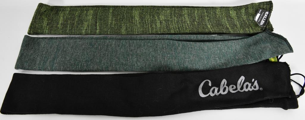 Three Rifle Socks - Various colors: three like new rifle socks for your bidding pleasure, one is black and Has Cabellas on it, the other is a green ALLEN sock and the last is green REMINGTON case