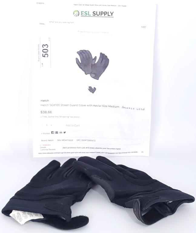 HATCH SGK100 Street Guard Glove with Kevlar Med: The Hatch StreetGuard Glove offers excellent protection from cuts and sharp objects over the entire hand and features a 9 oz. KEVLAR interlock liner in the inside of the hands and fingers as an extra 