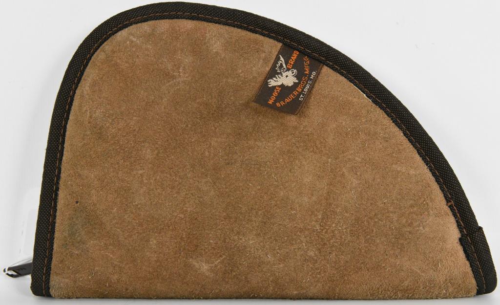 Moose Brand Suede Padded Pistol Case Small: Pre-owned Brauer Brothers Moose Brand Suede Padded Pistol Case Small.