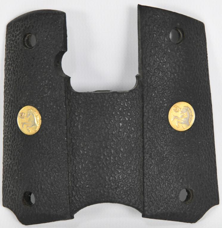 Colt Rubber Grips with Colt Emblem both sides: Lot contains one set of COLT Rubber grips new in the package your guess is a good as mine for which pistol this would be used for? catch yourself a great deal on great grips