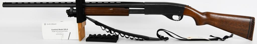 Smith & Wesson Eastfield Model 916-A 12 Gauge: Here We Have an Eastfield Model 916-A Made by Smith & Wesson, It Comes With a 28 1/4" Vent Rib Barrel With a Front Bead Sight, 3" Chamber, Modified Choke, Comes With Nylon Sling With Shotshell Holders