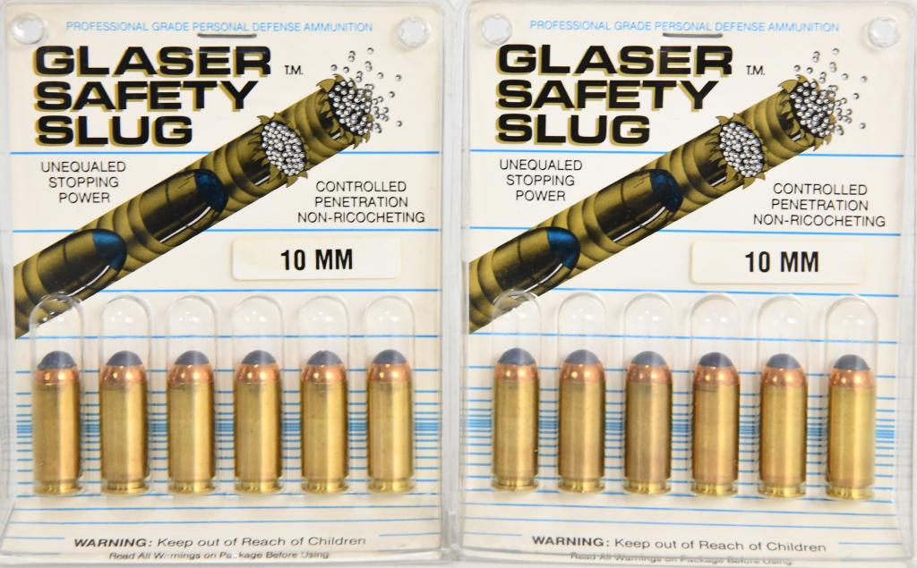 12 Rounds Of Glaser Safety Slug 10mm ammunition: 12 Rounds Of Glaser Safety Slug 10mm ammunition the Glaser Safety Slug® was designed in 1974 in response to the possibility of having to use a handgun on an airplane by the Sky Marshals . The concern