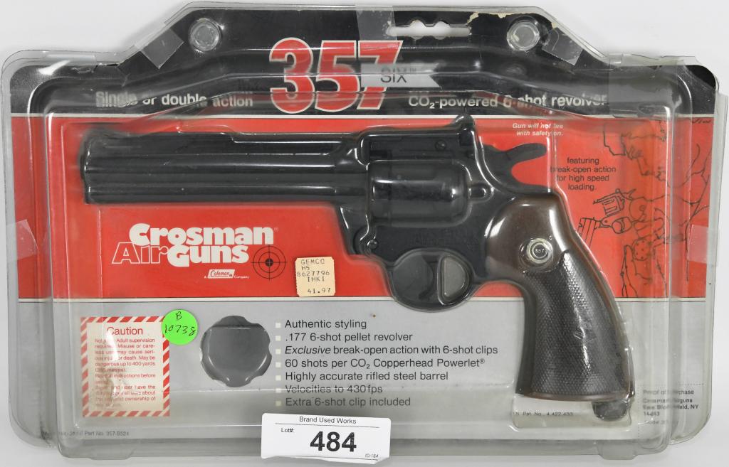 Crosman .357 Six Co2 Powered Pellet Gun Revolver: Crosman .357 Six Co2 Powered Pellet Gun Revolver NIP, 6 Shot Authentic Styling , .177 Cal 6-Shot Pellet Revolver.