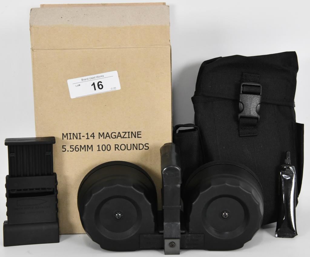KCI Ruger Mini-14 100 Round Drum Magazine 5.56: new in the package is an KCI Ruger Mini-14 100 Round Drum Magazine 5.56mm Polymer Black Finish The KCI Ruger Mini-14 drum magazine is a standard aftermarket replacement magazine. This magazine is desi