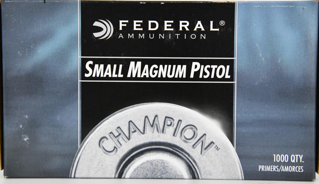 Federal Prem Champion CF Primers Sm Mag Pistol: Federal Premium Champion Centerfire Primers Small Magnum Pistol primers No 200 with 1000 quantity Federal Premium Champion Centerfire Primers come in a 1,000-piece box and are widely regarded as some 