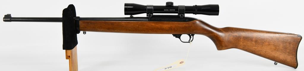 Ruger 10/22 Semi Auto .22 LR Rifle W/ Scope: Next up in the auction is a very nice pre-owned Ruger 10/22 Semi Auto Carbine Rifle Chambered in .22 LR. Equipped with front and rear sights, and topped with a rail and Bushnell Sportview 4X32 Waterpr