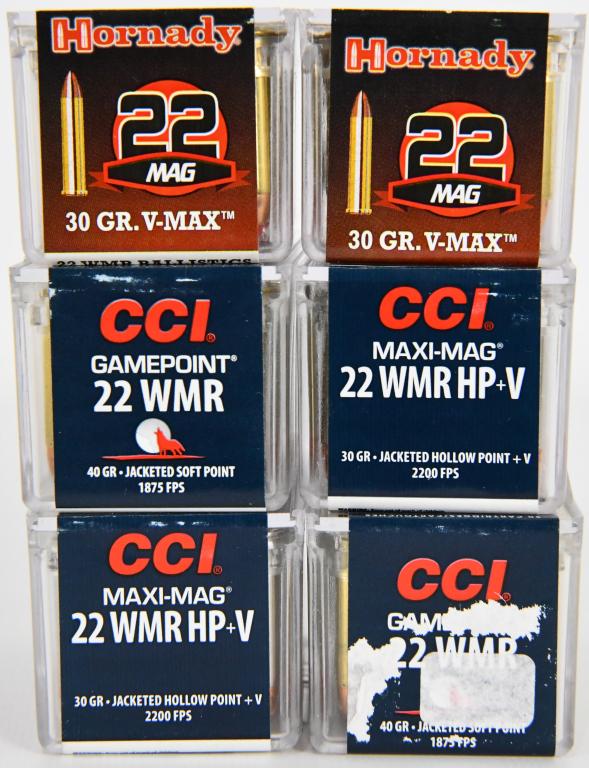300 Rounds Of V-Max .22 WMR Ammunition: 300 Rounds Of V-Max .22 WMR Ammunition, GamePoint Maxi-Mag , 200 Rounds Are CCI , 100 Rounds Are Hornady
