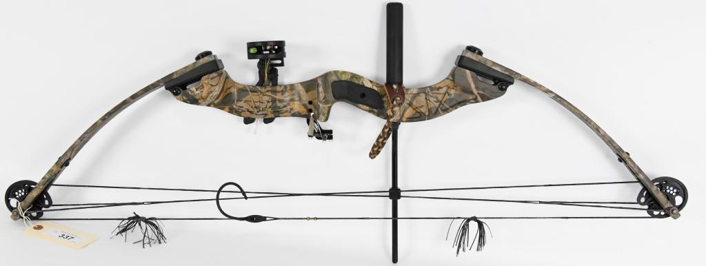 Reflex Bighorn Intruder Left Hand Compound Bow: Up Next We Have a Reflex Bighorn Intruder Left Hand Compound Bow Witha 40-50 Lb Draw Equipped With fiber Sights, Stabilizer and Sling, Peep Sight, And a Quiktune 750 Rest. This Bow is in Mossy Oak Cam