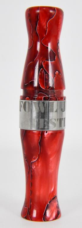 Fowl Justice Custom Testimony Goose Call New: Fowl Justice Custom Testimony Goose Call The Testimony is a loud, very easy to blow, goose call. It has an open barrel bore combined with an open insert bore. The Testimony takes little to no back pre