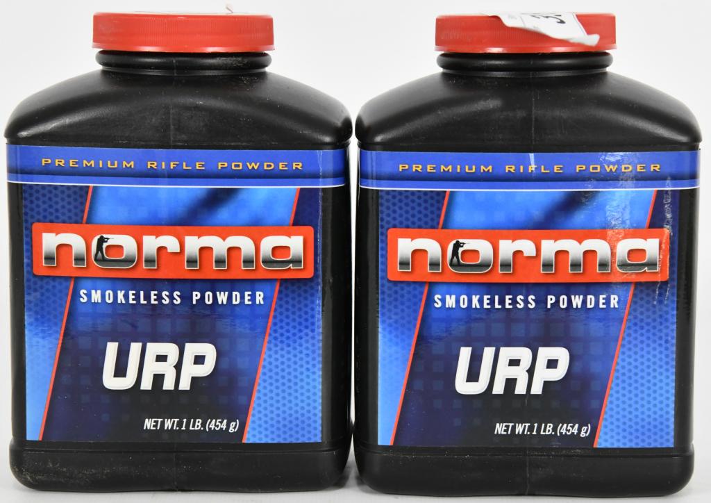 Lot of 2 bottles Norma URP Smokeless Powder 1lb ea: This lot contains 2 new bottles of the Norma URP Smokeless Powder, each container is 1lb The shooter using Norma powder can safely trust that loading data, pressure, velocity and accuracy are maintain