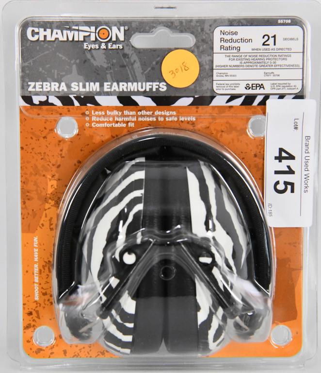 Champion Zebra Slim EarMuffs 21 NIP: Champion Zebra Slim EarMuffs 21 NIP Noise Reduction Rating Of 21 New in Package