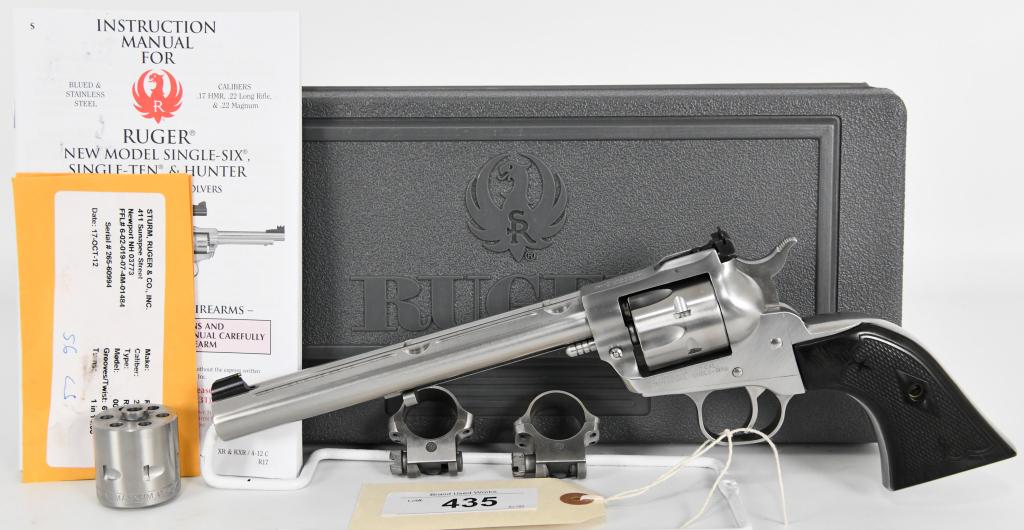 Ruger Single-Six Convertible Hunter SS 7.5" Magnum: Up Next We Have a Ruger Single-Six Convertible Hunter With a 7.5" Stainless Steel Barrel, Comes in the Original Factory Hardcase With Both Cylinders for .22 LR & .22 Magnum WMR, Paperwork, and Scope R