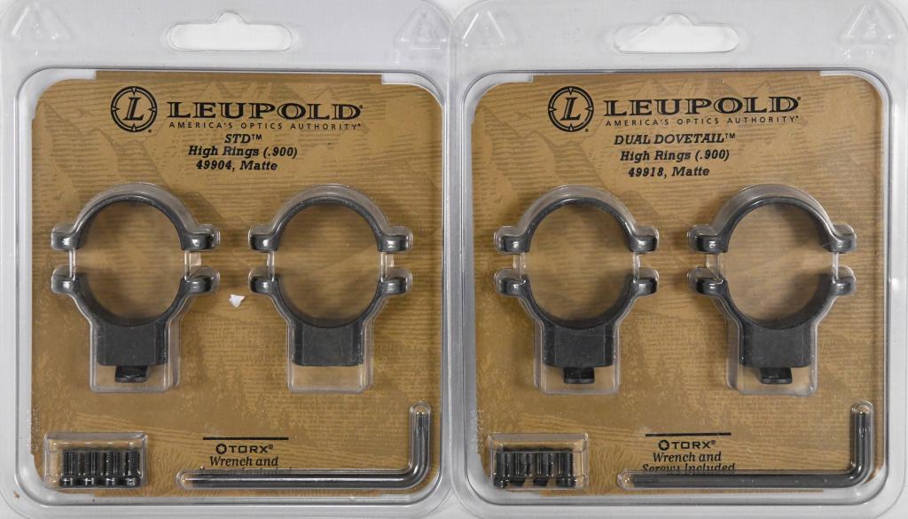 Lot of 2 NIP Leupold Scope Mount Rings: Lot of 2 NIP Leupold Scope Mount Rings One Is Dual Dovetail High Rings .900 Matte Color & The Other One Is STD High Rings .900 Matte Color