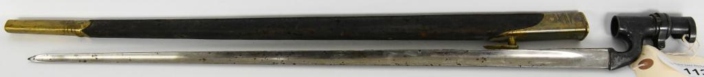 British Mod 1895 Martini Enfield Socket Bayonet: British Mod 1895 Martini Enfield Socket Bayonet Comes With Leather Shealth These Pattern 1895 bayonets were designed to fit the .303 caliber Martini-Enfield Rifle.Blade length is 22" and the internal 