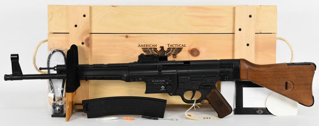 NEW GSG German Schmeisser STG44 Carbine 16" .22 LR: Up Next is a Brand New German Sport Gun Imported by ATI, German Schmeisser STG44 Carbine, 16", 22LR, Wood Stock, 25 Rnd Mag, and comes in the Wood Crate Case. Very cool deal here! More from the Intern