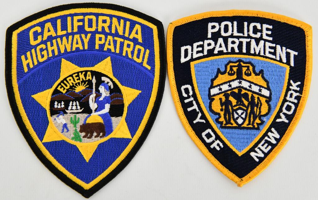 Lot Of 2 New Police Patches CHP & NYPD Offical: Lot Of 2 New Police Patches CHP & NYPD NEW Eureka California CA Highway Patrol Police Cop Embroidered, Sew on Patch & NYPD Shield, New York City police department Sew On Patch
