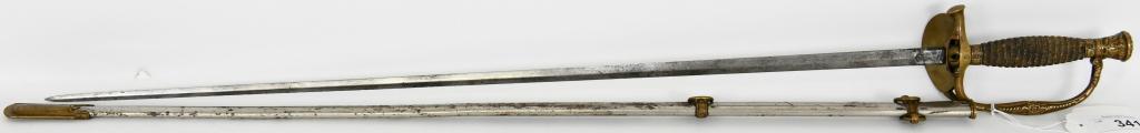 Antique Very Old Rare Cavalry Sword & Scabbard: Very Old Rare Cavalry Sword & Scabbard, UnMarked , Decorative Hilt , Has Etched Blade Please See Pictures For More Details Blade Measures 31" Long