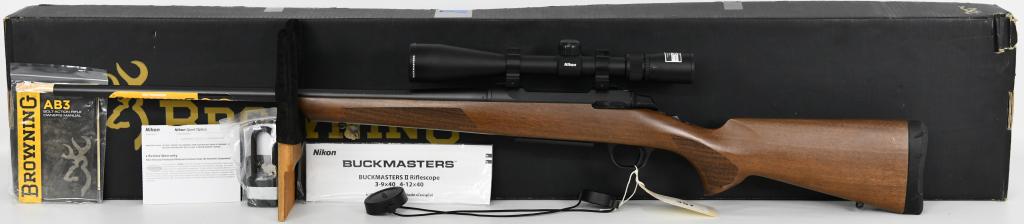 Brand New Browning AB3 Hunter Combo .30-06: Up Next We Have a Brand New in The Factory Box Browning AB3 Hunter Combo Bolt Action Rifle Chambered in .30-06 Springfield, 4 Round Magazine, Topped With a Nikon Buckmaster II 4-12x40 BDC Scope mounte