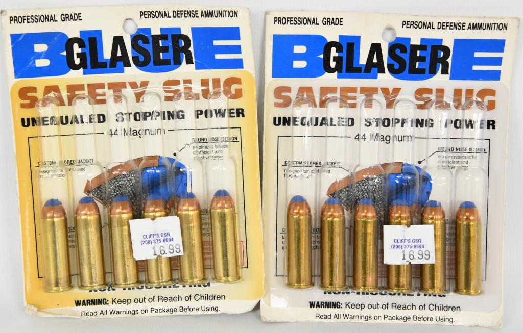12 Rounds Of Glaser Safety Slugs.44 Magnum: the Glaser Safety Slug® was designed in 1974 in response to the possibility of having to use a handgun on an airplane by the Sky Marshals . The concerns at that time were over penetration on soft tis