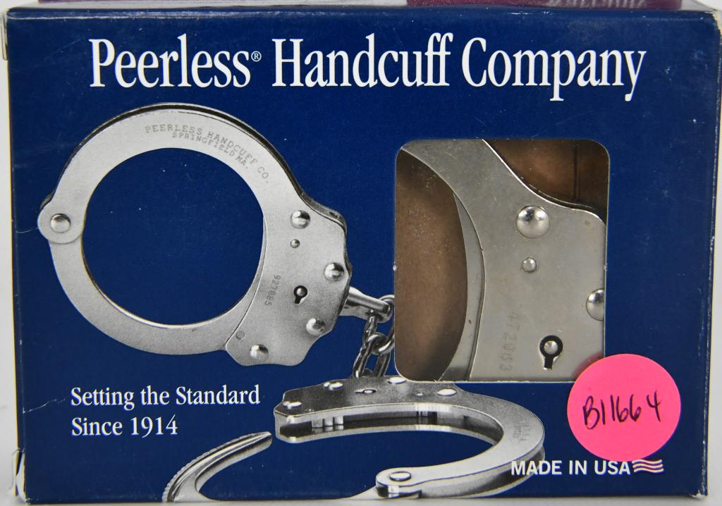NEW Peerless Chain Link Handcuffs w/keys: New in the box is a Model 700 Chain Link Handcuffs with the keys