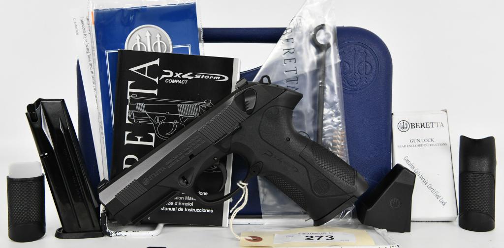 Beretta PX4 Storm Semi Auto Pistol 9MM: Up Next We Have a Beretta PX4 Storm Semi Auto Pistol Chambered in 9MM, Comes in The Factory Hardcase With 2 Magazines, Backstraps, Mag Loader, Lock, & Paperwork. Appears to be in Brand New Condition. 