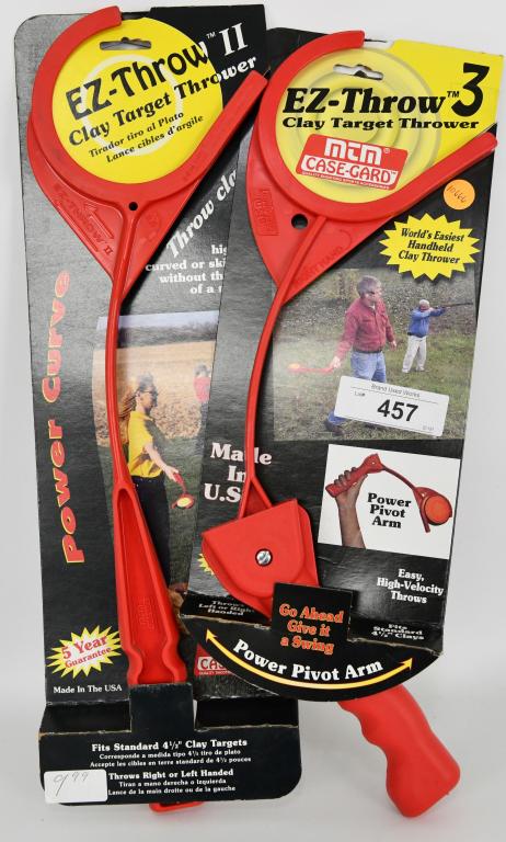 Lot of 2 New Ez-Throw Glay Target Thrower: Lot of 2 New Ez-Throw Glay Target Thrower , One Is A Ez-Throw II & The Other One Is A Ez-Throw 3 Fits Standard 4 1/2" Glay Targets Both Are New In Package