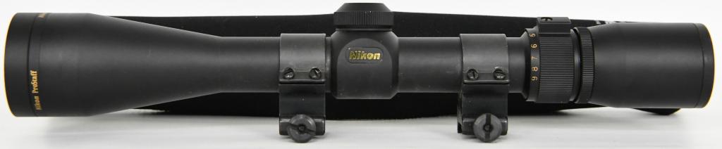 Nikon ProStaff 3-9X40 Rifle Scope W/ Rings: Up Next We Have a Nice Pre-owned Nikon ProStaff 3-9X40 Rifle Scope With Weaver 1" Rings. Comes With One Piece Scope Cover.