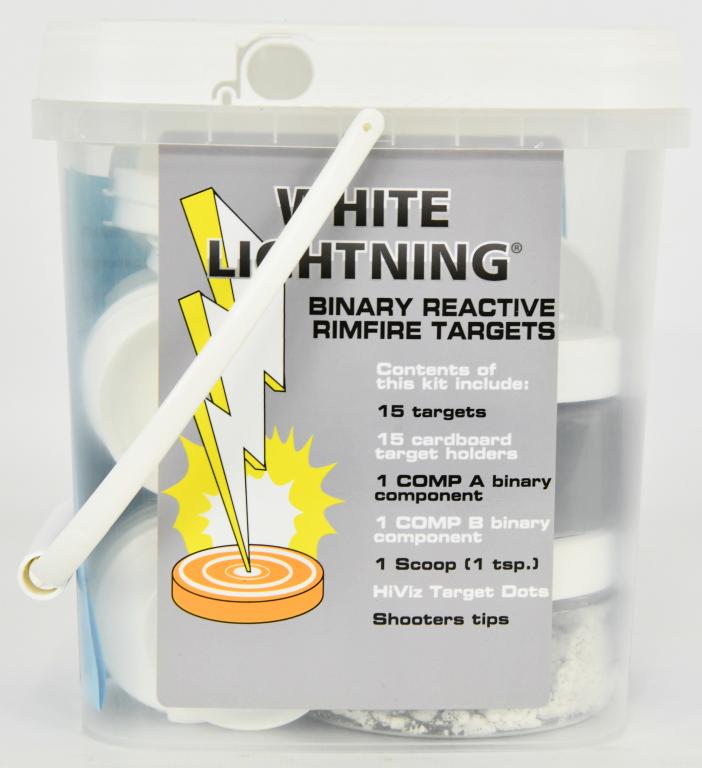 Tannerite White Lightning 22 rimfire Binary Reactv: Tannerite White Lightning 22 rimfire Binary reactive rimfire targets pack of 15 The Tannerite White Lightening Rimfire Exploding Targets are safe and small, yet VERY loud. The White Lightening targets