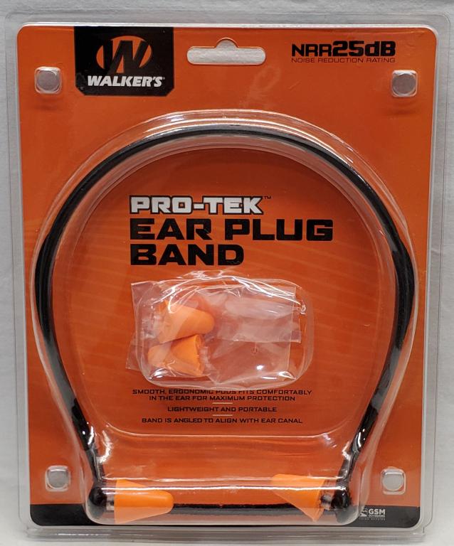 NIP Walker's Pro-Tex Ear Plug Band: NIP Walker's Pro-Tex Ear Plug Band New In Package , Band Is Black Color Has Extra Replacement Ear plugs , Noise Reduction Rating 25 Decibels NRR25DB