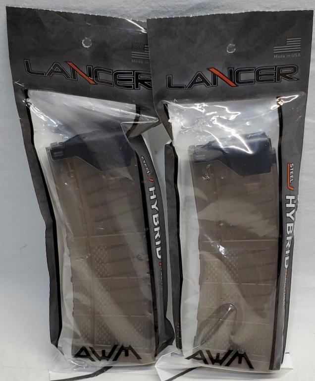 Lot of 2 NIP Lancer Hybird 30 Round Magazines: Lot of 2 NIP Lancer Hybird 30 Round Magazines, Lancer AR15 L5 Advanced Warfighter 30rd Magazine 5.56 TDE Specifications and Features: Lancer L5 Advanced Warfighter Magazine 999-000-2320-14 .223 Reming