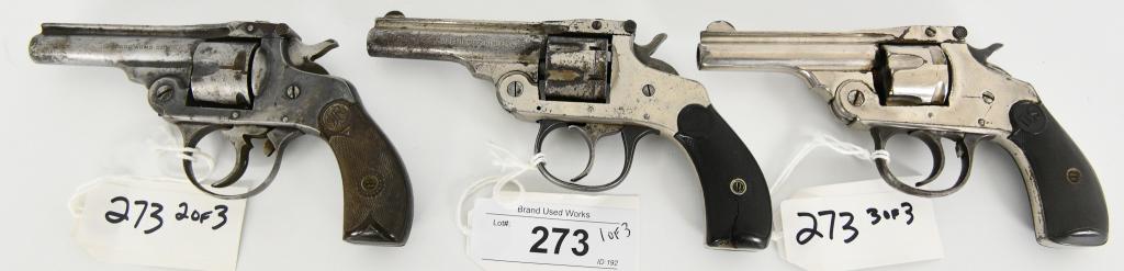 Lot of 3 Top Break Revolvers: Up Next We Have a Lot of 3 Top Break Revolvers, (1) Chicago Arms Co. Top Break Revolver Chambered in .32, Original Grips, Appears in Working Order (2) U.S. Revolver Company Top Break Revolver, Chamber